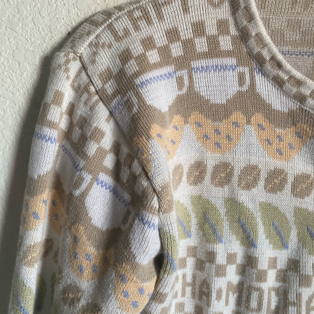 Vintage Eagles Eye Mocha Cappuccino Coffee Cup Novelty Knit Button-Up Sweater S - Picture 4 of 13